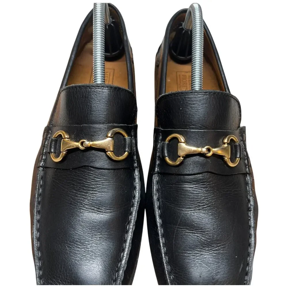 MERCANTI FIORENTINI Horse Bit Relax Men 9M Black Leather Driving Loafers Shoes